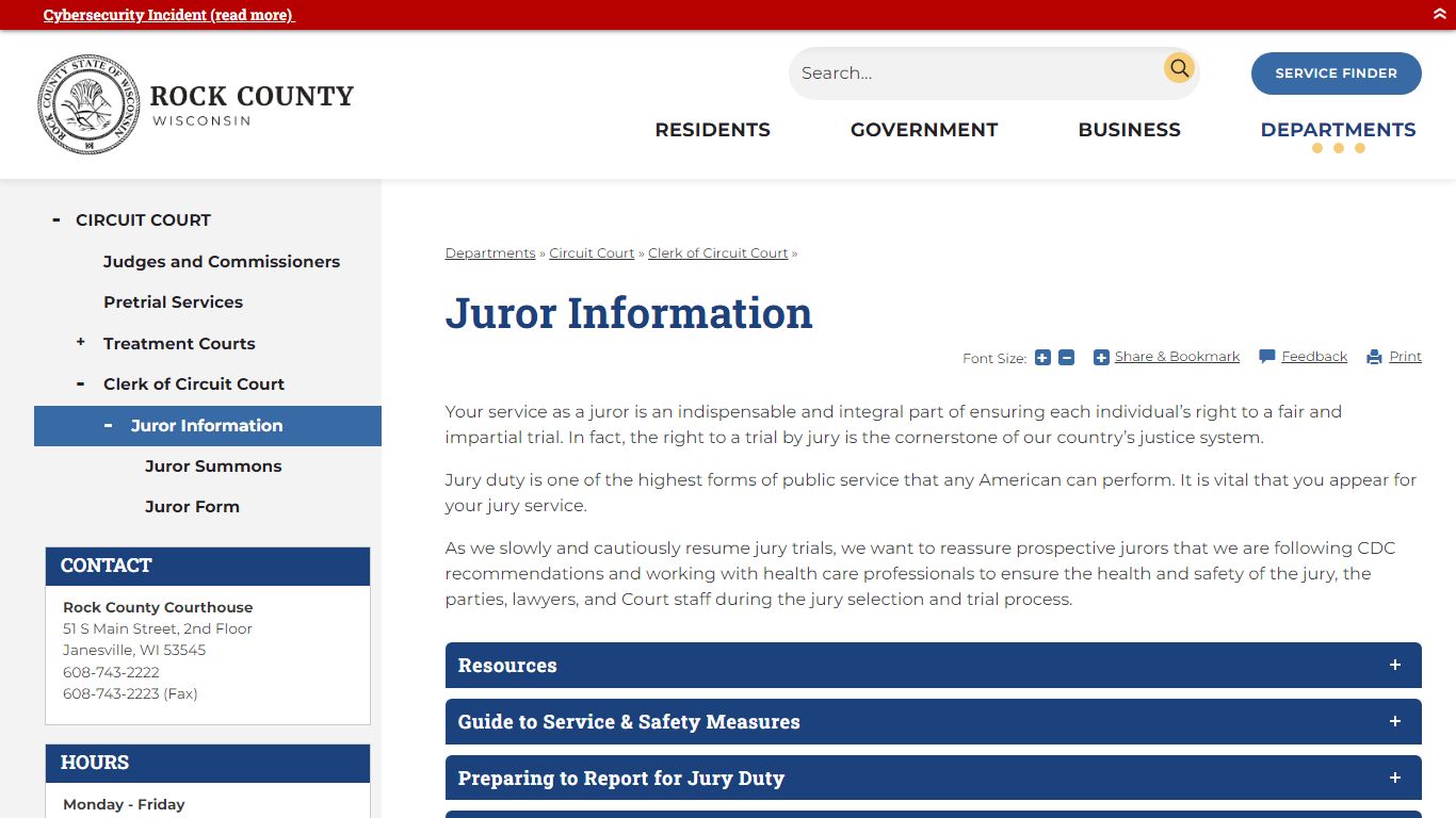 Juror Information | Rock County, WI